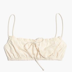 Madewell Second Wave Ruffled Drawstring Bikini Top in Embroidered Eyelet SIZE S